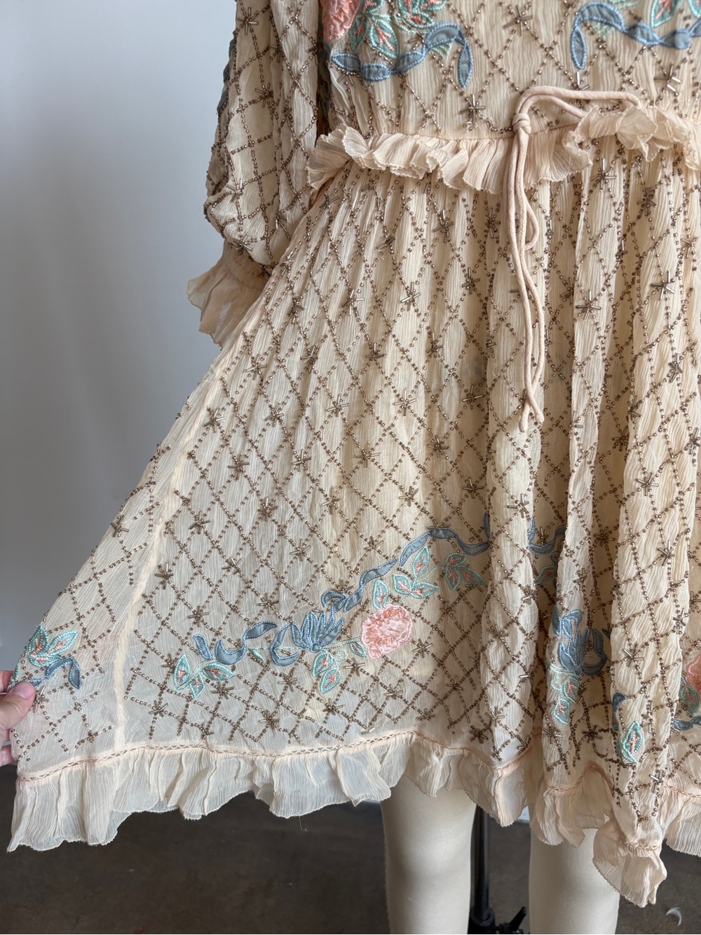 NWT For Love And Lemons Spellbound Rose Mini Dress in Cream Sz Small - Picture 7 of 15